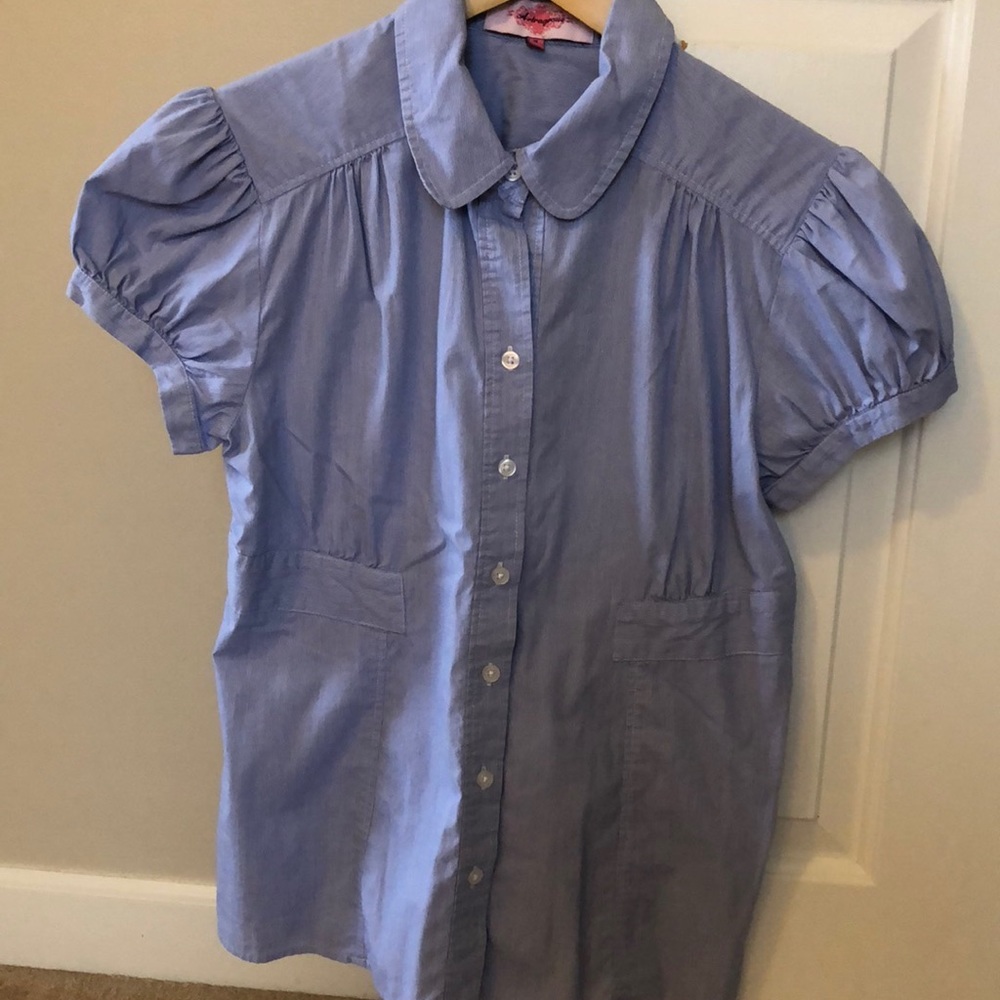Cap sleeve button down shirt